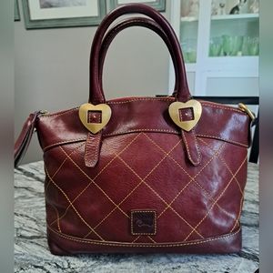 Dooney and Bourke Florentine Leather Quilted Heart Satchel, GUC, Bordeaux